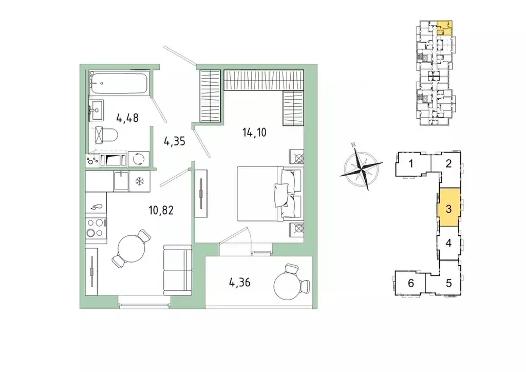 1-к кв. Ленинградская область, Гатчина Въезд мкр,  (35.93 м) - Фото 0