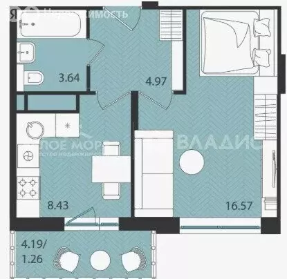 1-комнатная квартира: Северодвинск, Октябрьская улица, 63 (34.87 м) - Фото 1