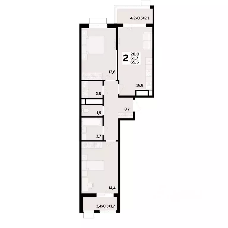 2-к кв. Адыгея, Тахтамукайский район, Старобжегокайское с/пос, Новая ... - Фото 0