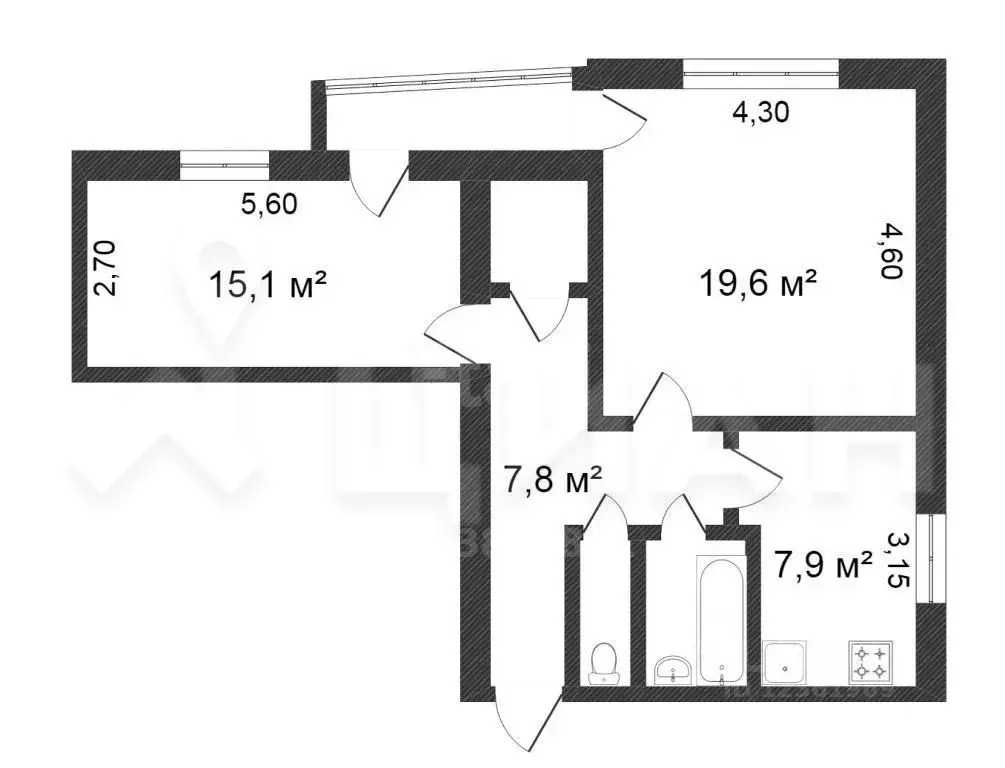 2-к кв. Севастополь ул. Ленина, 23 (54.0 м) - Фото 1