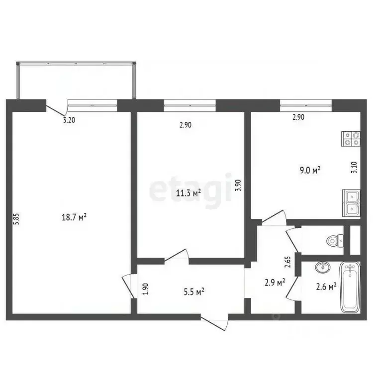 2-к кв. Ростовская область, Батайск ул. Северный Массив, 3 (51.0 м) - Фото 1