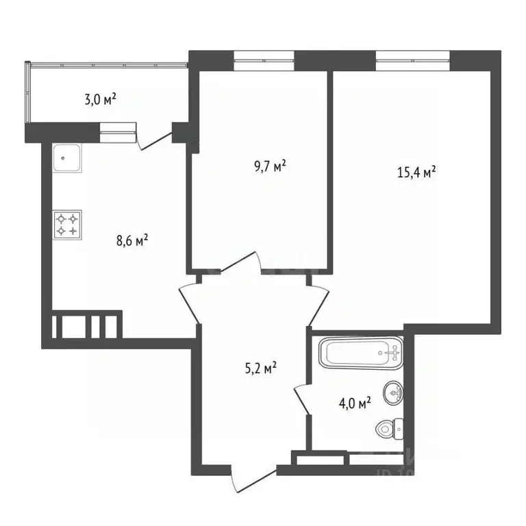 2-к кв. Башкортостан, Уфа ул. Летчика Кобелева, 3 (43.1 м) - Фото 2