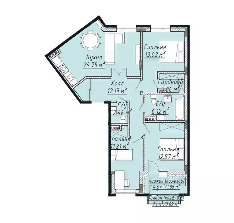 3-к кв. Татарстан, Казань ул. Урицкого, 1 (88.23 м) - Фото 1