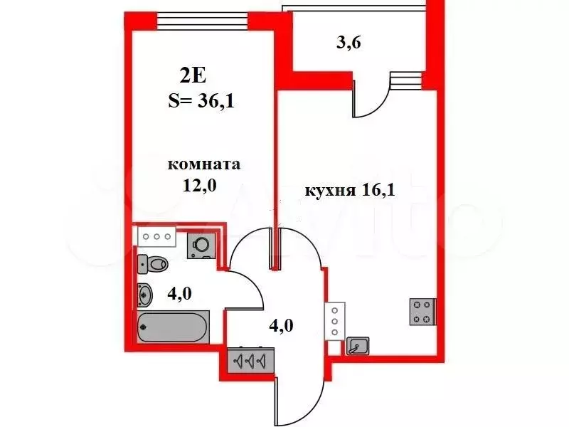 1-к. квартира, 35 м, 5/12 эт. - Фото 0