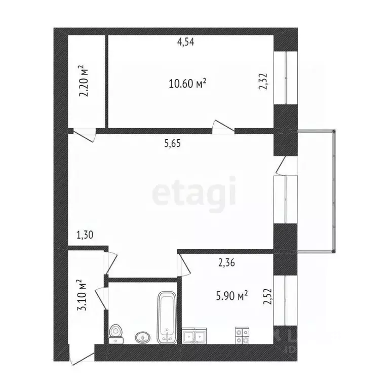 2-к кв. Тульская область, Новомосковск ул. Садовского, 15 (41.0 м) - Фото 1