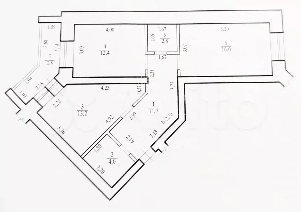 2-к. квартира, 62,9 м, 8/9 эт. - Фото 0