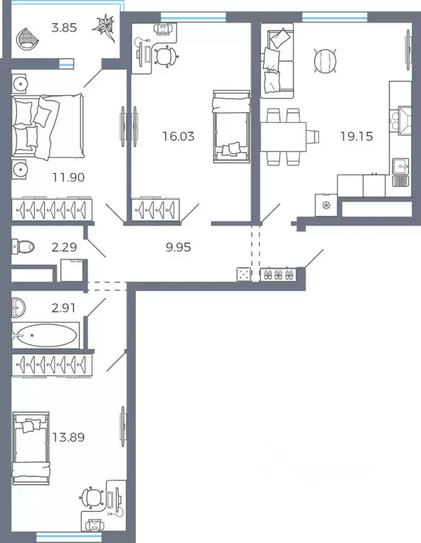 3-к кв. Самарская область, Волжский район, Лопатино с/пос, пос. ... - Фото 1