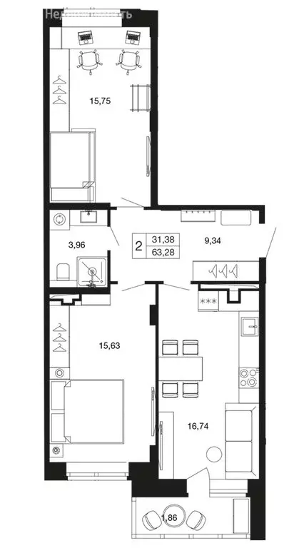 2-комнатная квартира: Апрелевка, жилой комплекс Времена Года, к12 ... - Фото 1