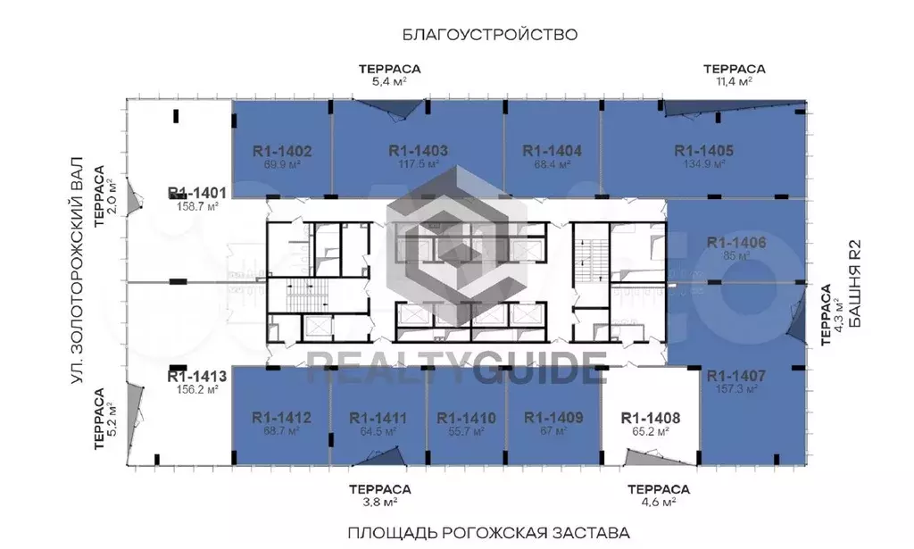 162 м2 Бизнес-центр  Stone Римская (Башня R1)  A - Фото 0