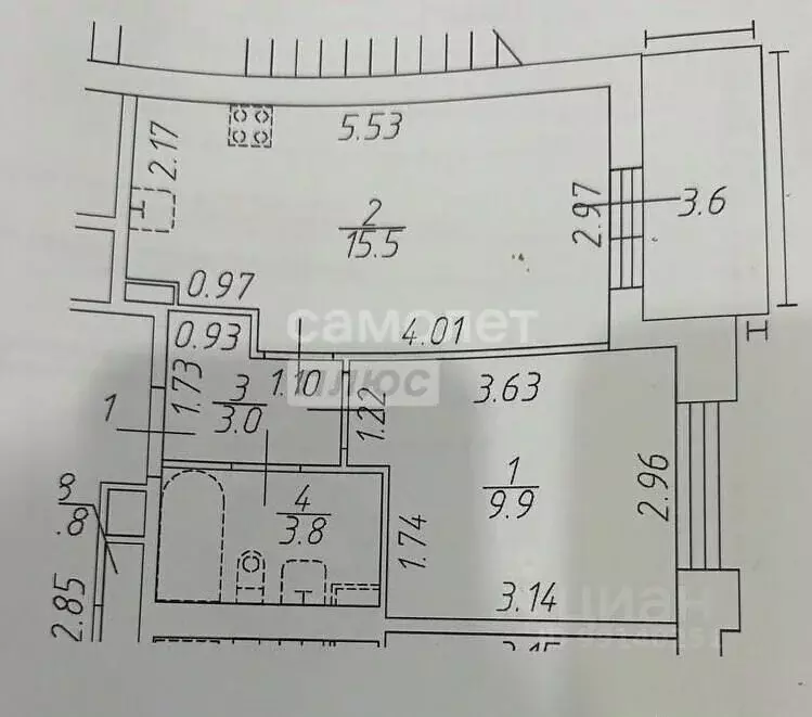 1-к кв. Санкт-Петербург Фарфоровская ул., 7к1 (32.31 м) - Фото 2