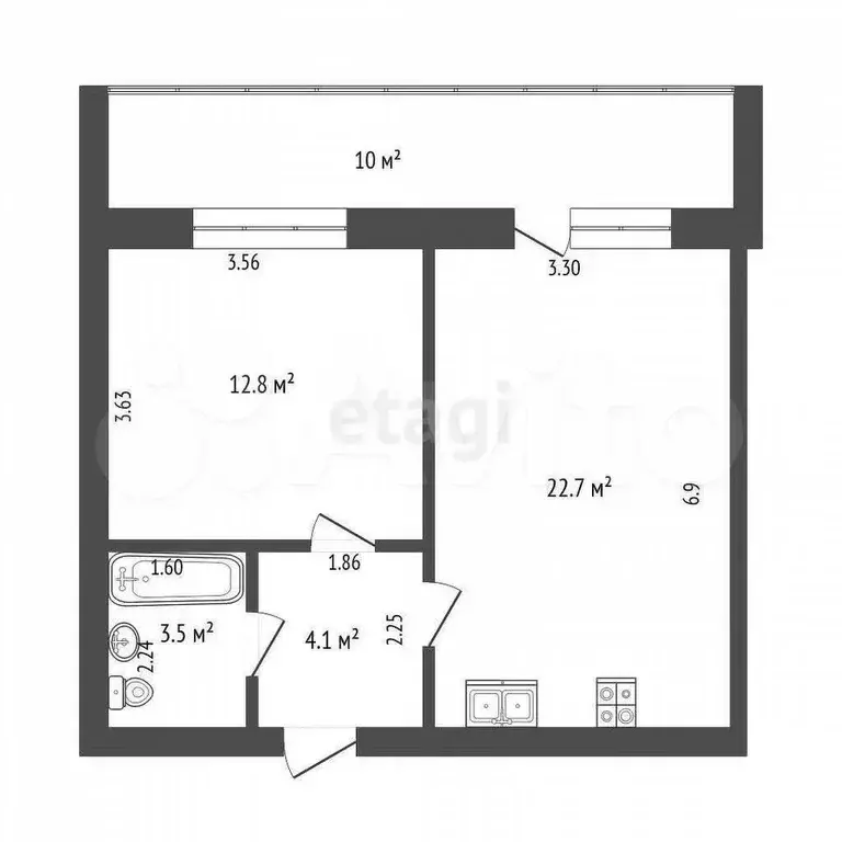 1-к. квартира, 38,2 м, 2/9 эт. - Фото 1