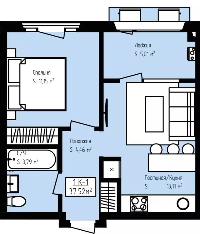 1-к кв. Дагестан, Дербент Камеллия жилой комплекс (37.52 м) - Фото 1