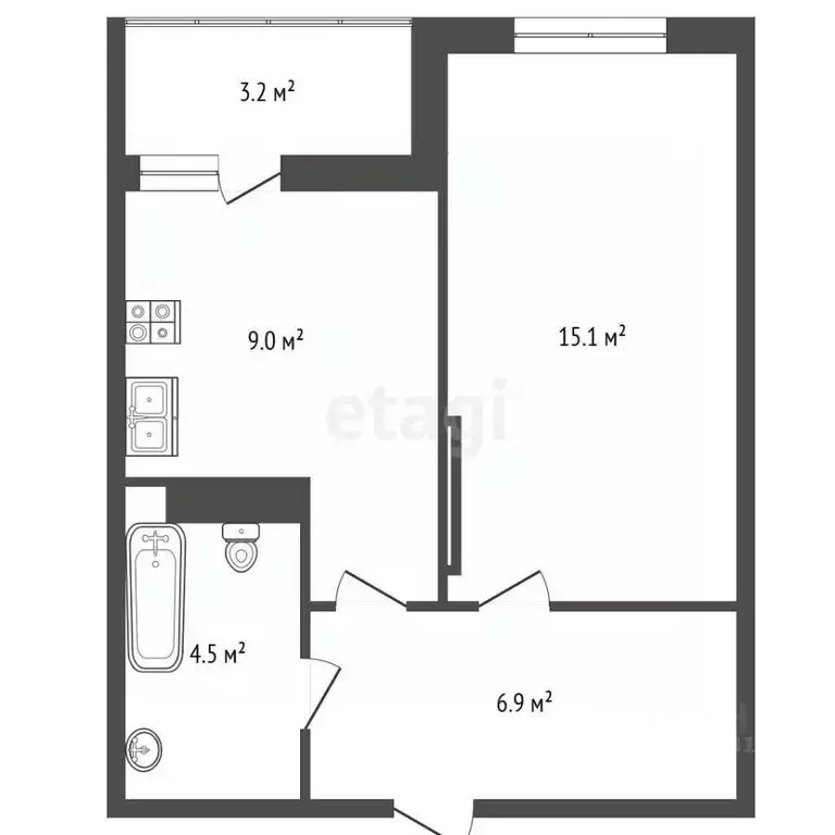 1-к кв. Ростовская область, Аксай ул. Александра Невского, 4к1 (37.1 ... - Фото 1