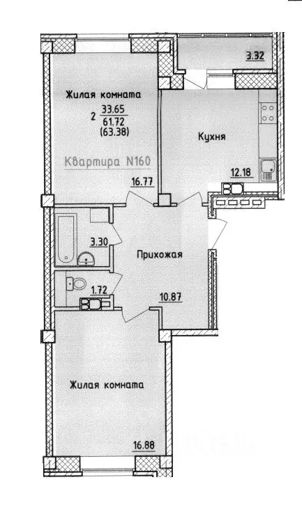 2-к кв. Смоленская область, Смоленск ул. Крупской (63.38 м) - Фото 0