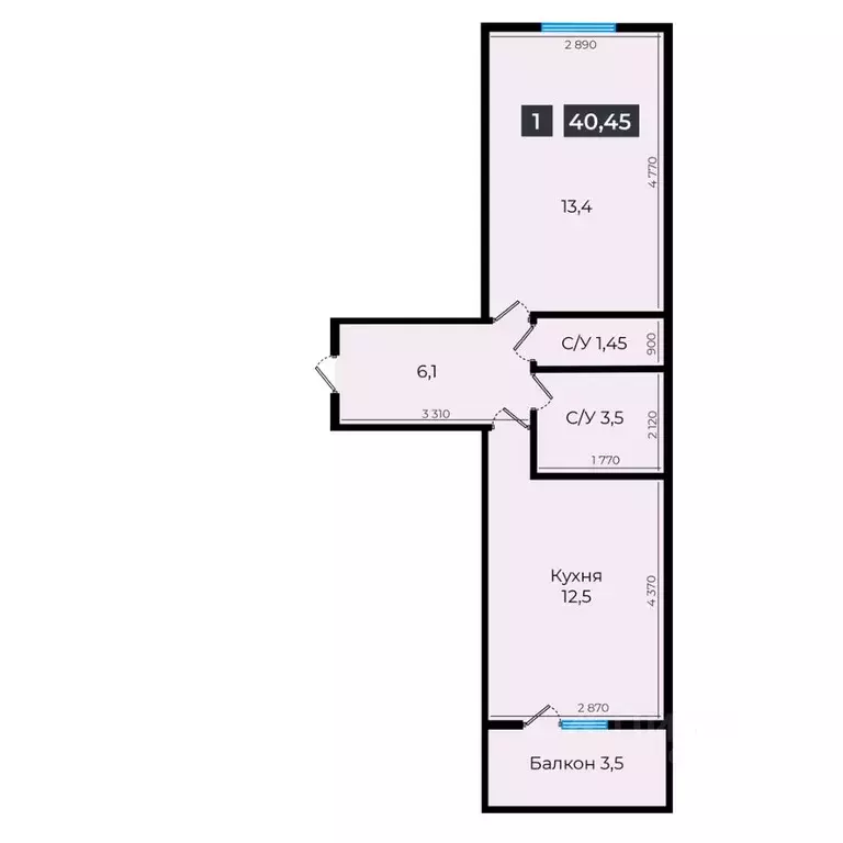 1-к кв. Ставропольский край, Ставрополь ул. Южный обход, 53В (40.25 м) - Фото 1