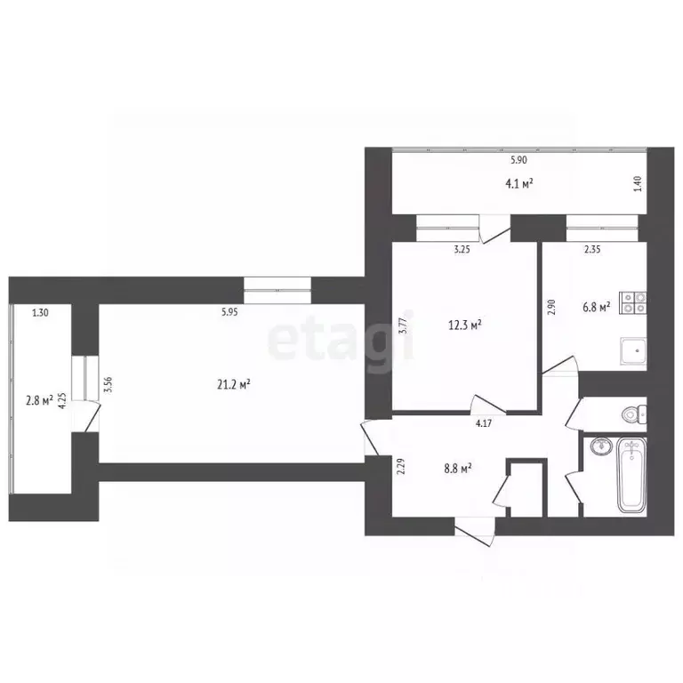 2-к кв. Татарстан, Набережные Челны Сармановский тракт, 40 (53.9 м) - Фото 2