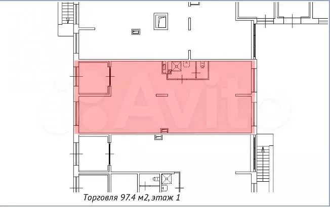 97м на 1эт под магазин салон сервис - Фото 1