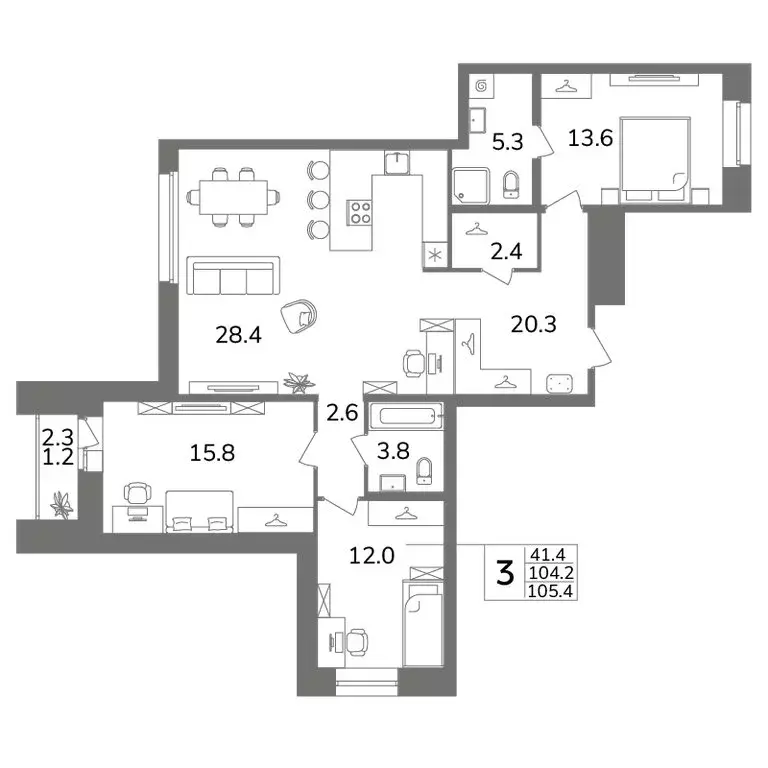 3-комнатная квартира: Санкт-Петербург, Фрунзенский район, ... - Фото 1