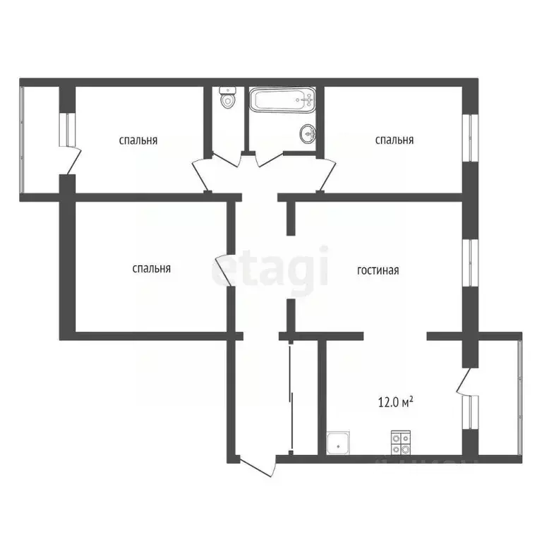 3-к кв. Коми, Усинск Комсомольская ул., 23 (92.2 м) - Фото 1