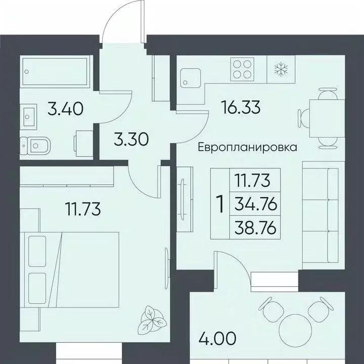 1-к кв. Саратовская область, Татищево рп  (38.76 м) - Фото 1