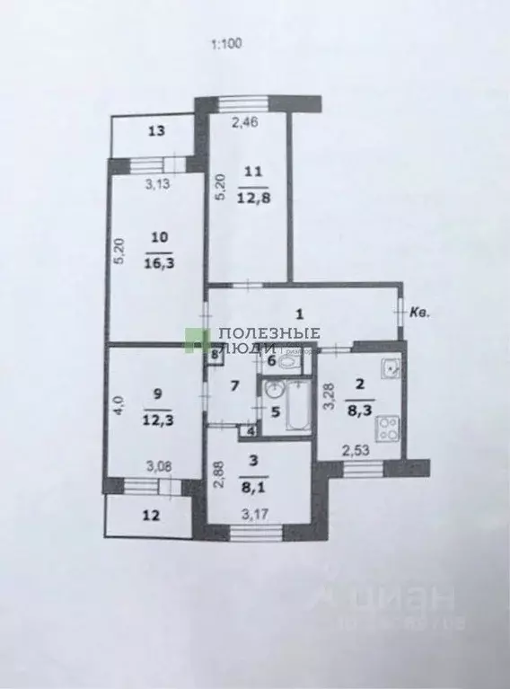 4-к кв. Белгородская область, Белгород ул. Буденного, 6 (74.5 м) - Фото 2
