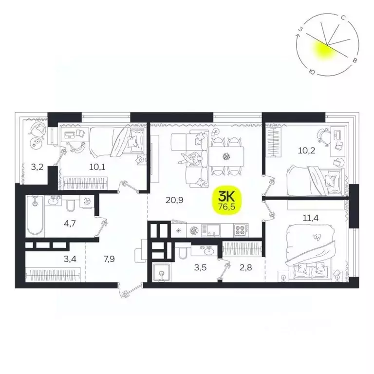 3-к кв. Свердловская область, Екатеринбург Южная Ботаника жилрайон, ... - Фото 1