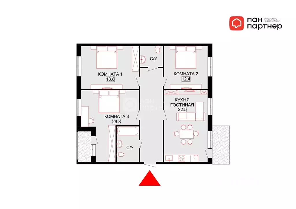 3-к кв. Санкт-Петербург просп. Тореза, 36К2 (102.5 м) - Фото 1