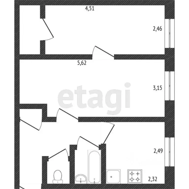 2-к кв. Санкт-Петербург просп. Космонавтов, 19К2 (44.5 м) - Фото 2