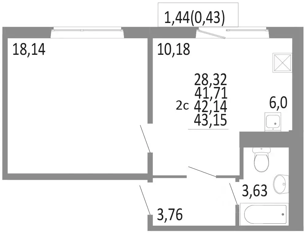 2-к кв. челябинская область, челябинск нефтебазовая ул. (41.71 м) - Фото 0