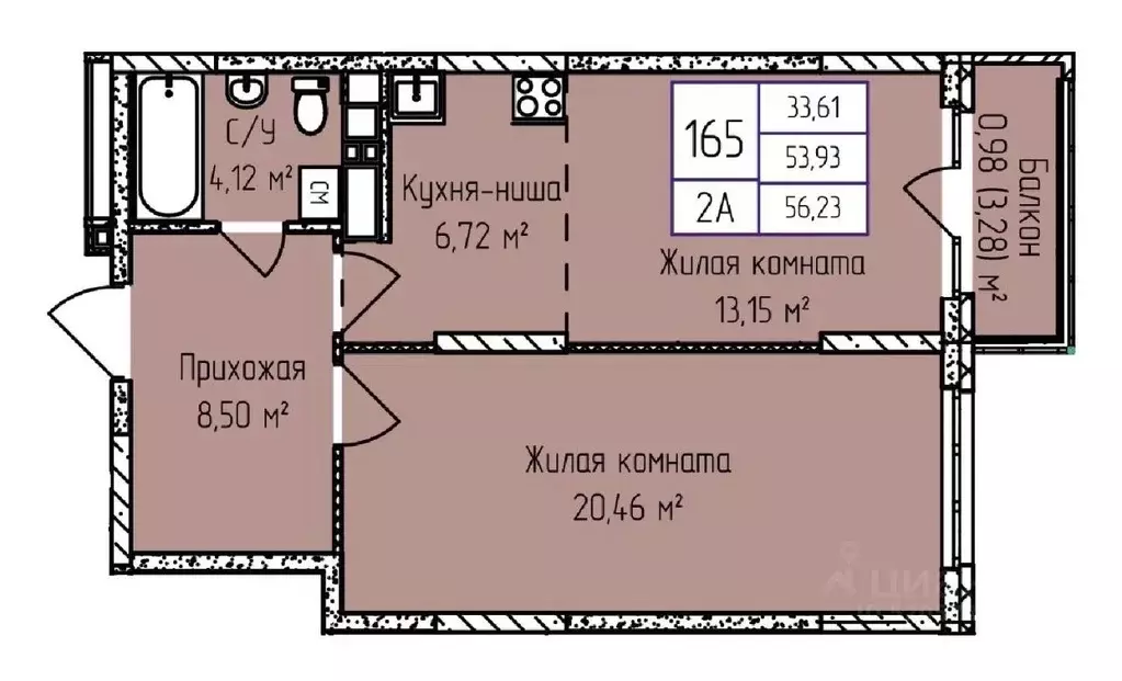 2-к кв. Удмуртия, Ижевск ул. Героя России Ильфата Закирова, 20А (56.39 ... - Фото 0