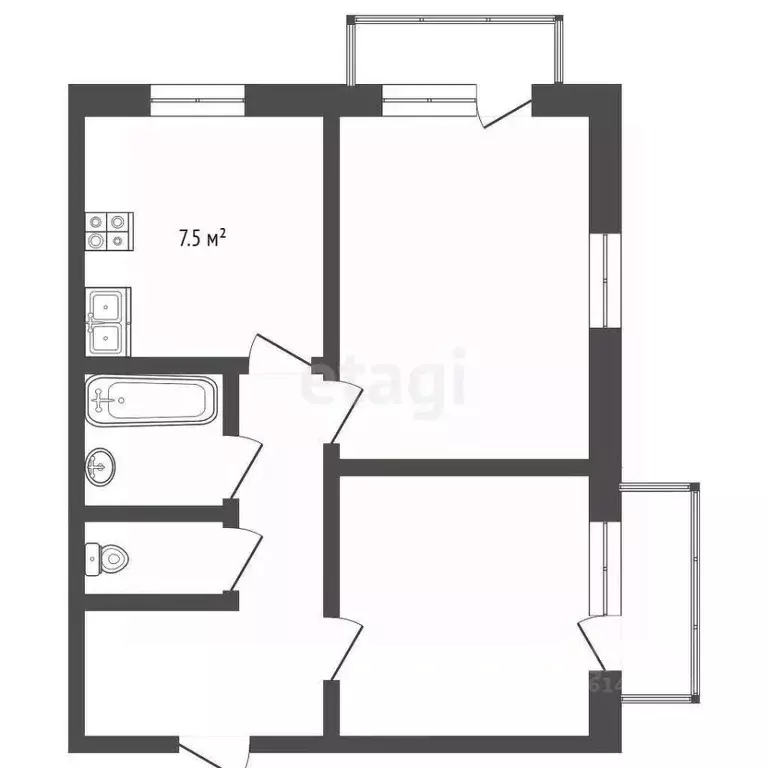 2-к кв. Кемеровская область, Юрга Строительная ул., 16 (50.7 м) - Фото 2