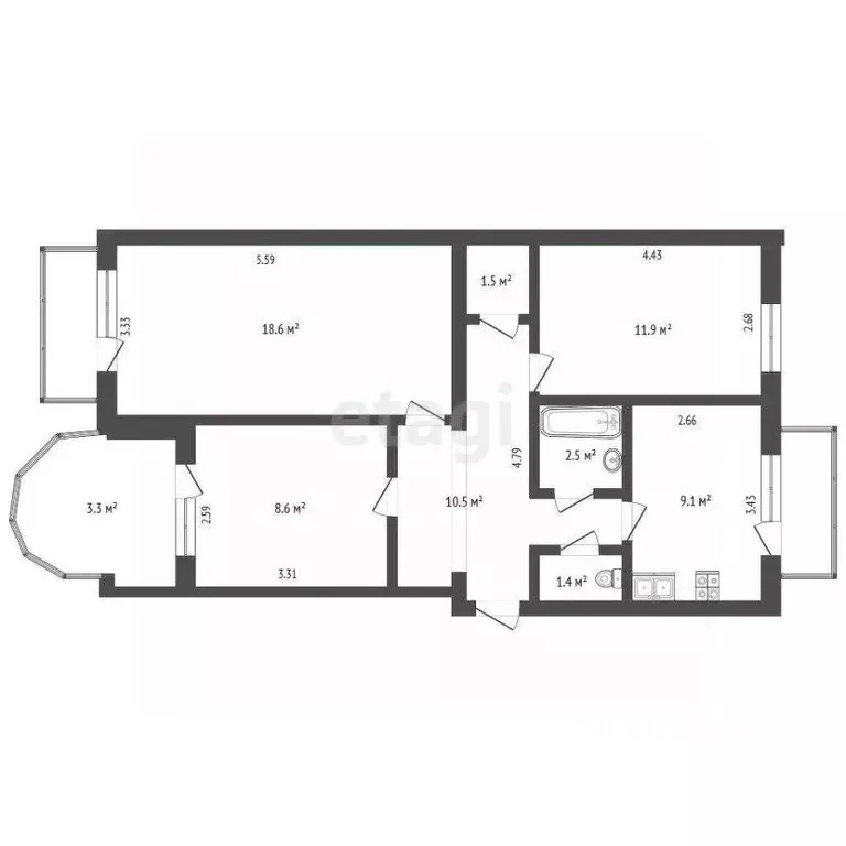 3-к кв. Крым, Судак ул. Ленина, 44 (67.4 м) - Фото 2