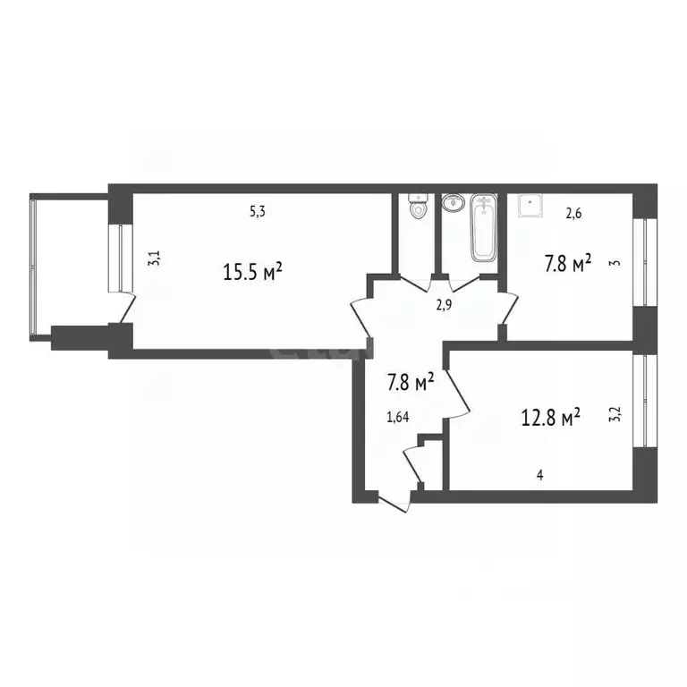 2-к кв. Красноярский край, Красноярск ул. Гусарова, 79 (50.2 м) - Фото 2
