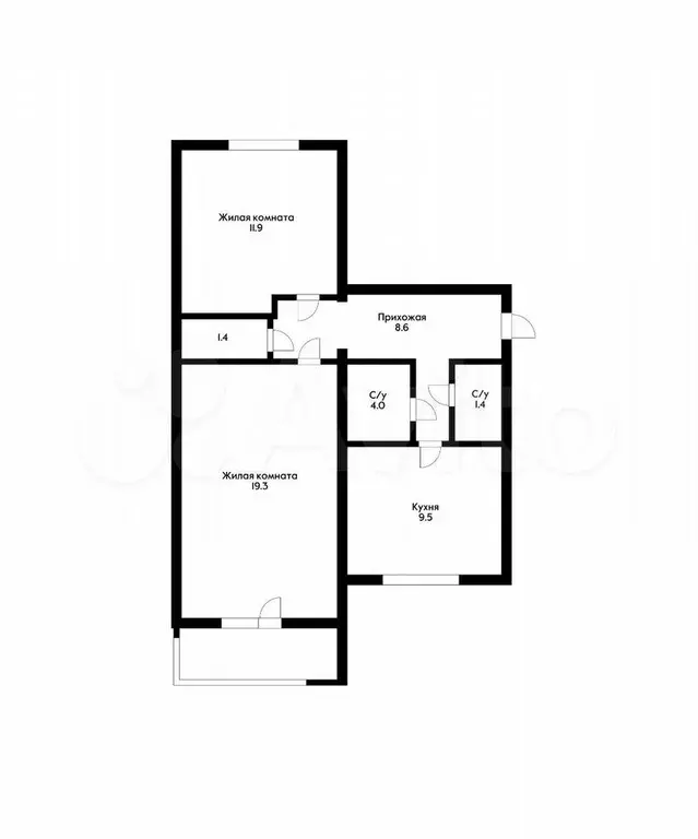 2-к. квартира, 57 м, 1/9 эт. - Фото 0