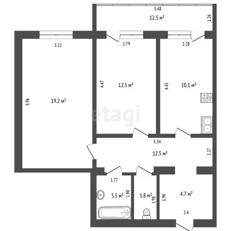 2-комнатная квартира: Якутск, Октябрьская улица, 16/2 (59.3 м) - Фото 1