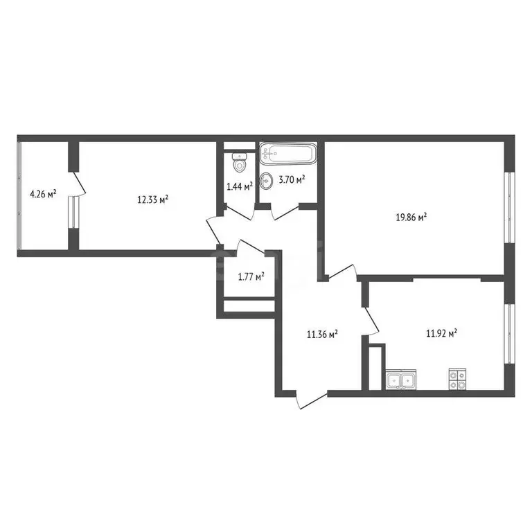 2-комнатная квартира: Калуга, Минская улица, 38 (66.6 м) - Фото 0