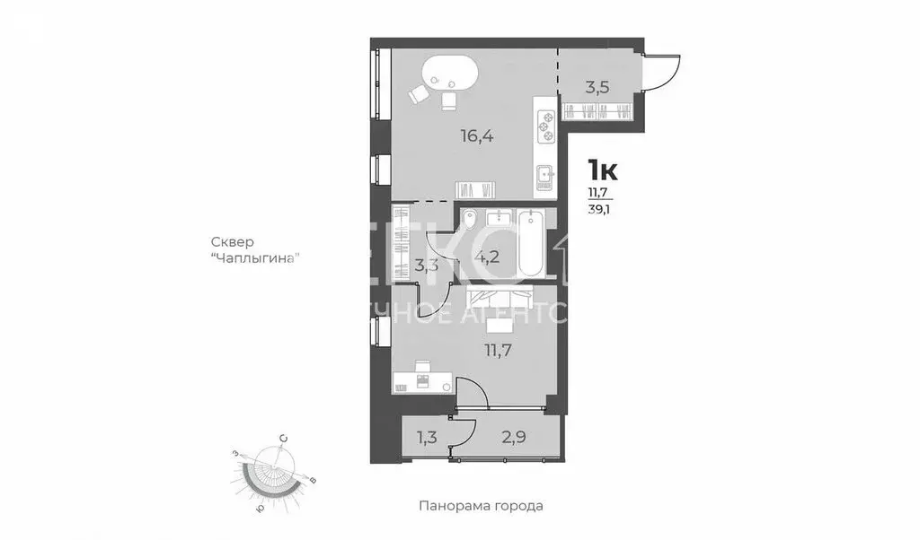 1-комнатная квартира: Новосибирск, улица Аэропорт, 60 (39 м) - Фото 0