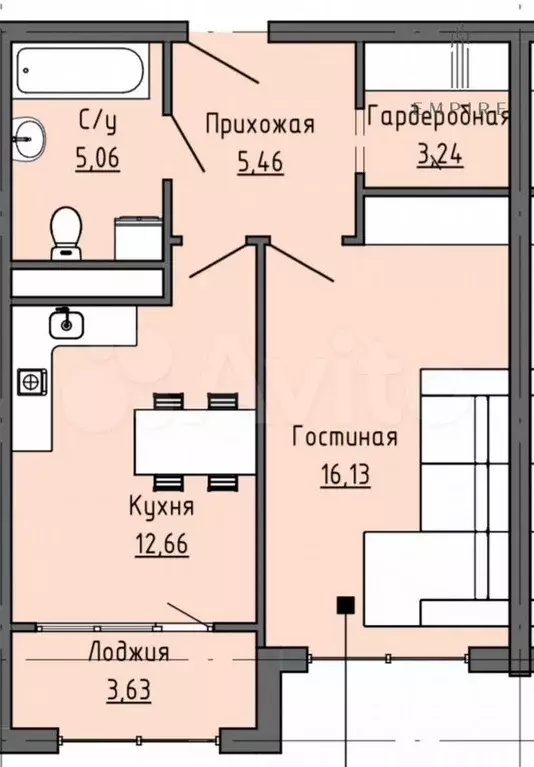 2-к. квартира, 46,2 м, 16/21 эт. - Фото 0