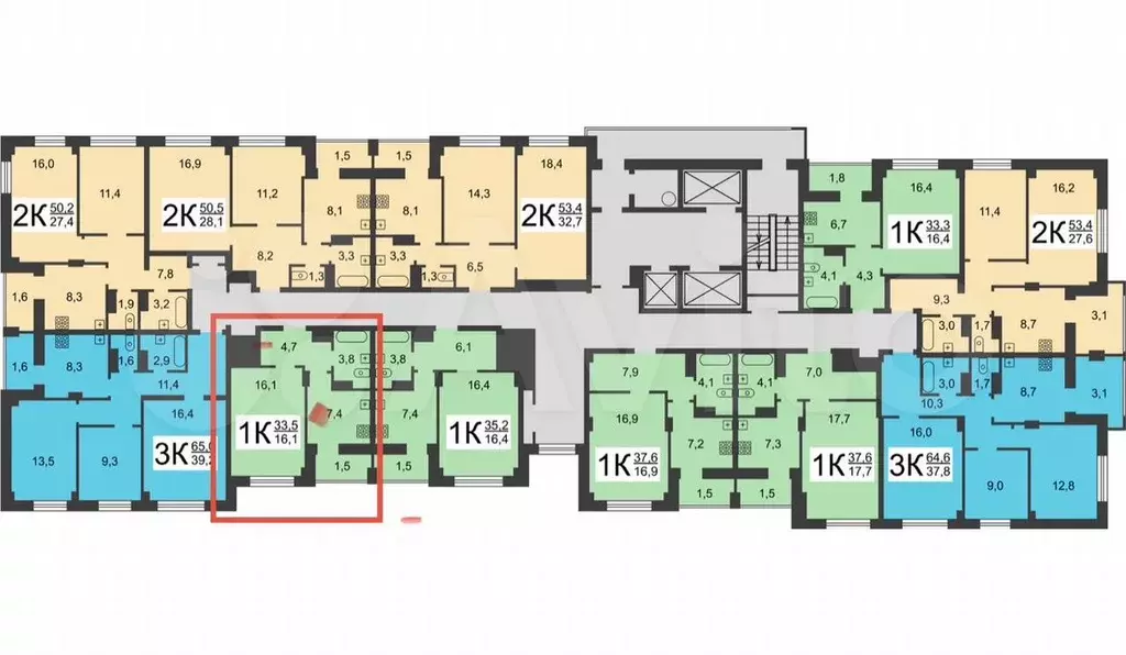 1-к. квартира, 33,5 м, 17/19 эт. - Фото 0