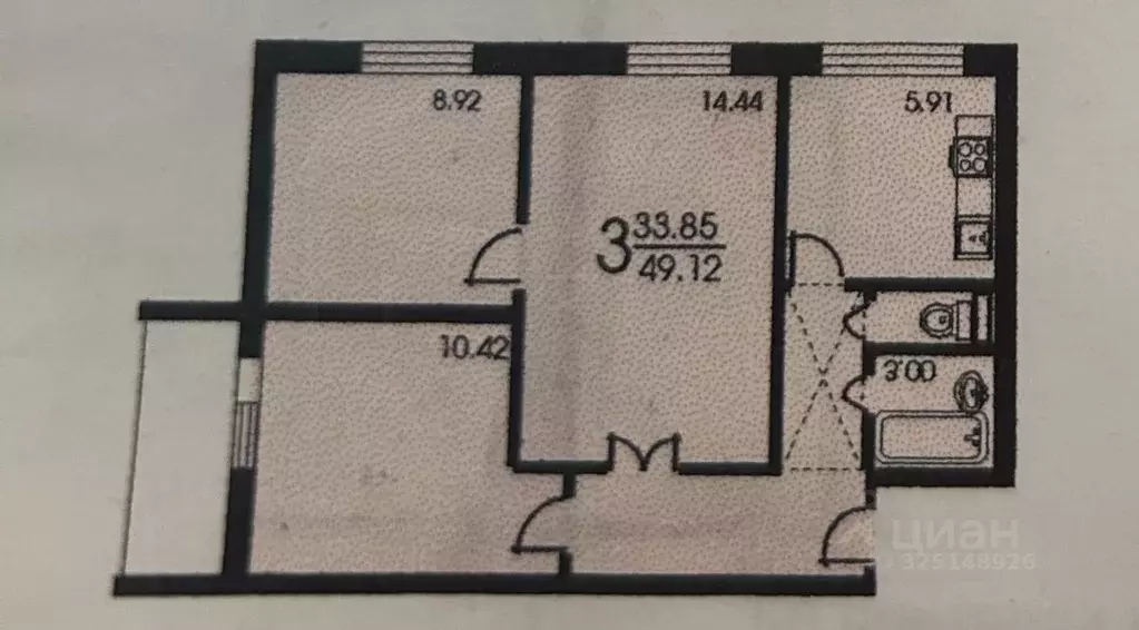 3-к кв. Москва Холмогорская ул., 8 (49.0 м) - Фото 0