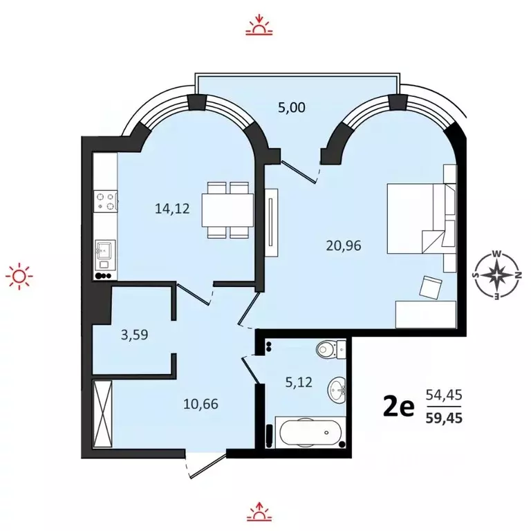 2-к кв. Хабаровский край, Хабаровск ул. Быстринская, 2 (59.45 м) - Фото 0