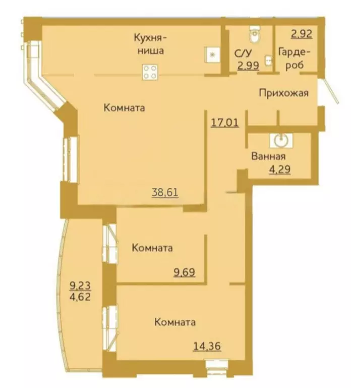 Продаётся 3-к квартира, 94.39 м - Фото 1