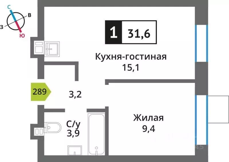 Студия Московская область, Красногорск Опалиха мкр, Никольский Квартал ... - Фото 1