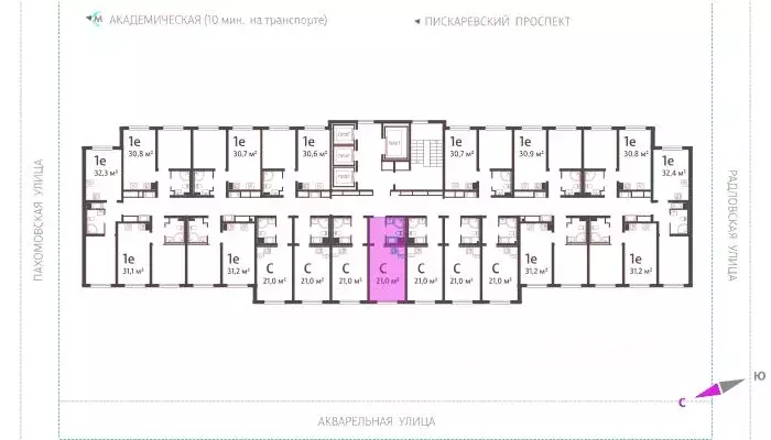 Студия Санкт-Петербург ул. Пахомовская, 12к2 (20.8 м) - Фото 1