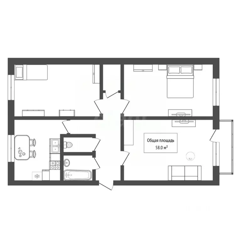 3-к кв. Новосибирская область, Искитим Южный мкр, 1Б/1 (58.0 м) - Фото 2