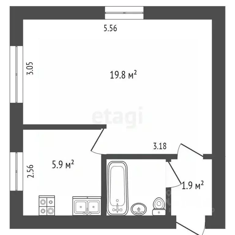 1-к кв. Крым, Керчь ш. Вокзальное, 59 (30.8 м) - Фото 1