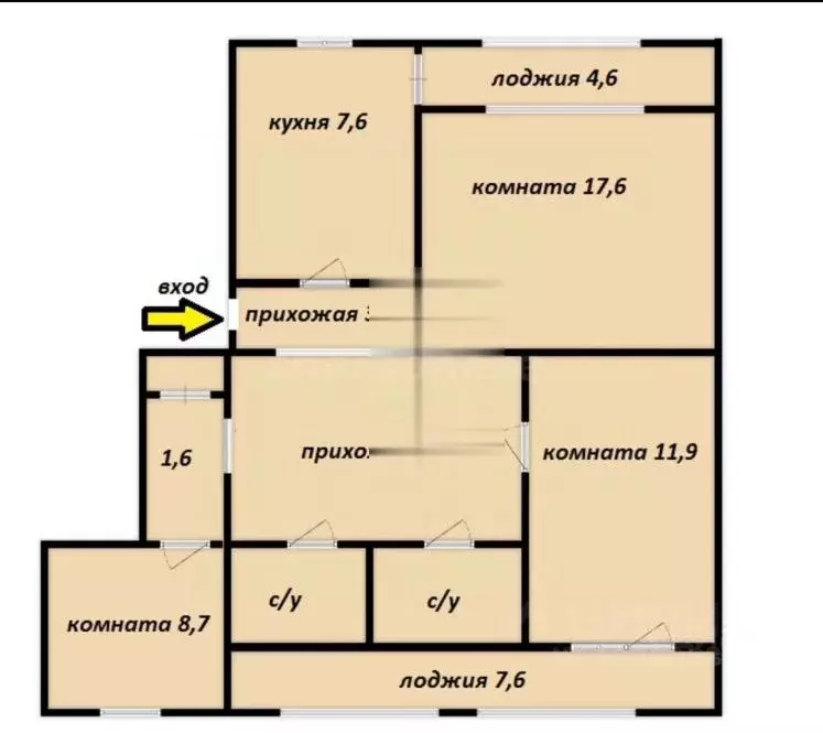 3-к кв. Севастополь просп. Героев Сталинграда, 33 (73.7 м) - Фото 1