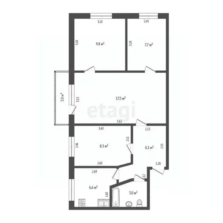 4-к кв. Ростовская область, Ростов-на-Дону ул. Оганова, 21 (60.0 м) - Фото 1
