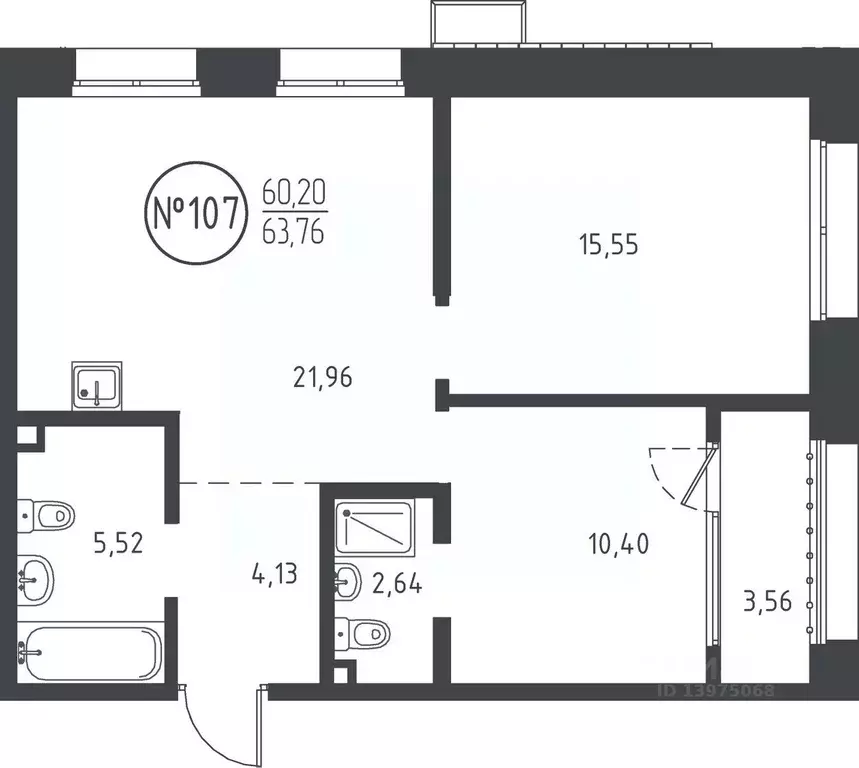 2-к кв. Иркутская область, Иркутск ул. Эдуарда Дьяконова, 10 (63.76 м) - Фото 0