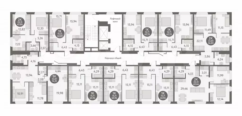 2-к. квартира, 43,9 м, 17/18 эт. - Фото 1